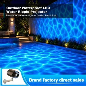 Outdoor Waterproof LED Water Ripple Projector Dynamic Ocean Wave for Halloween Christmas Party Garden Bedroom Holiday Decor
